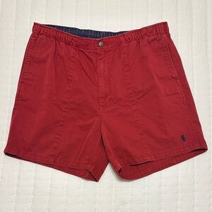 Vintage Polo by Ralph Lauren Red Chino Shorts Elastic Waist Drawstring Men’s Med